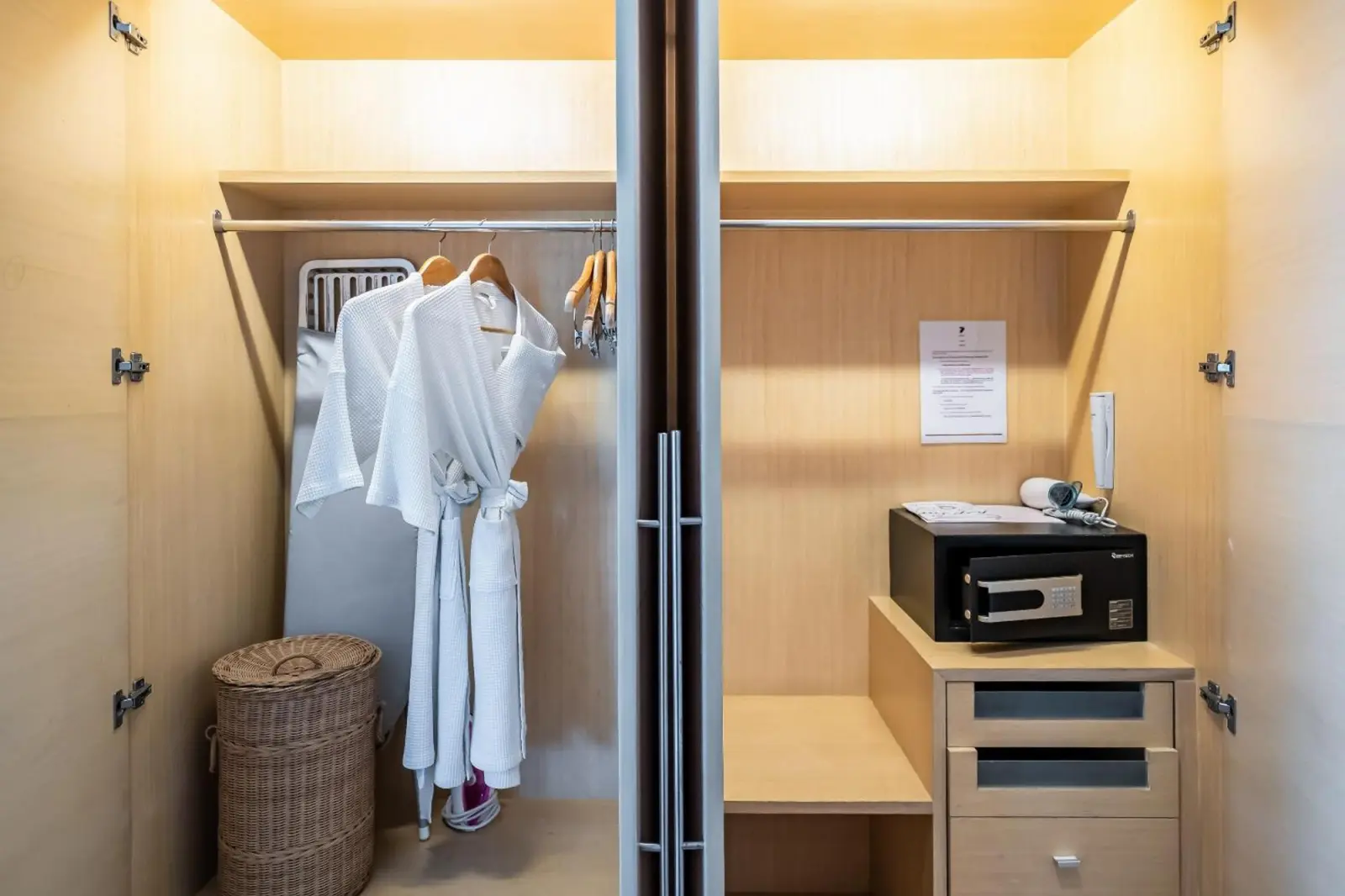 Urbana Langsuan Hotel wardrobe with amenities