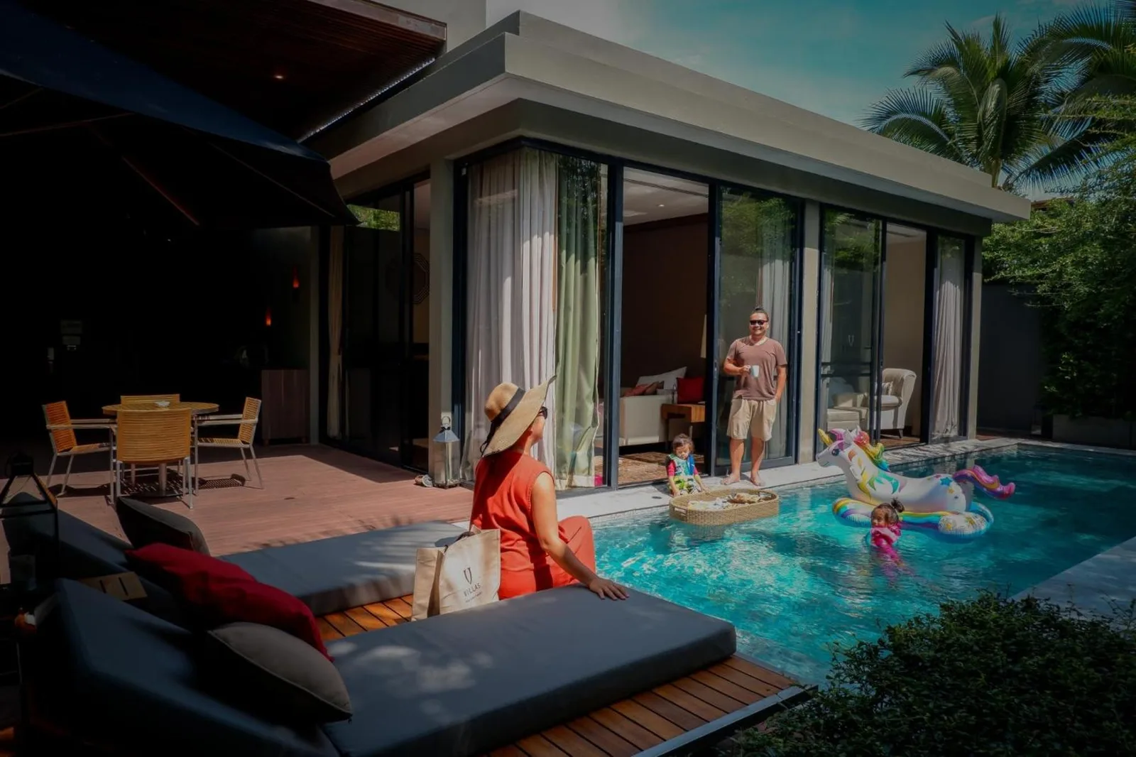 V Villas Hua Hin - MGallery Collection – Hua Hin, Thailand hotel – a bedroom with a large white bed with a large headboard at V Villas Hua Hin - MGallery Collection in Hua Hin