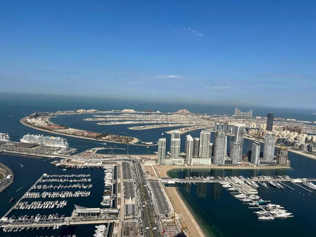Panoramic coastal view from Veer Apartments in Dubai