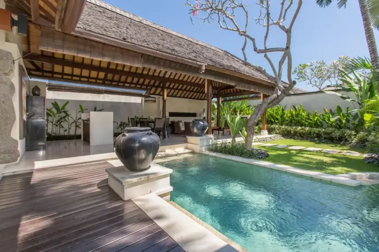 Poolside relaxation area at Villa Air Bali Boutique Resort and Spa