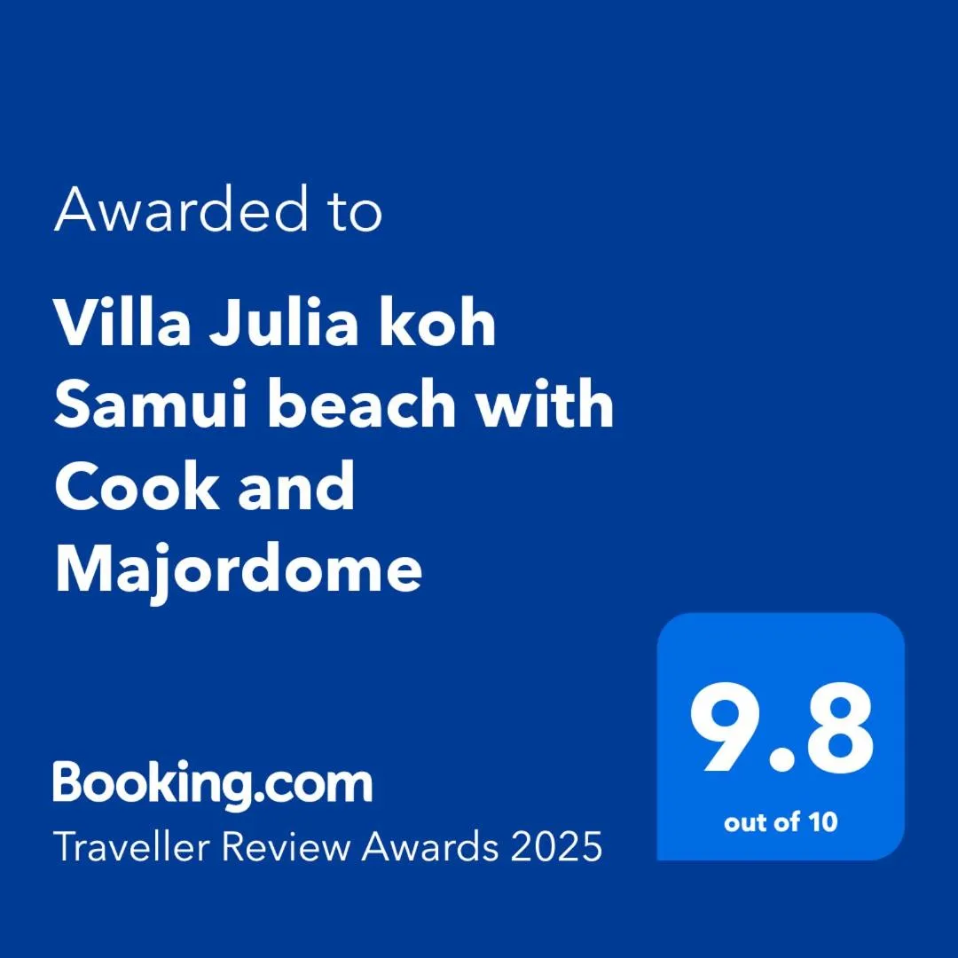 Villa Julia Koh Samui Booking.com Auszeichnung 2025 mit einer Bewertung von 9.8