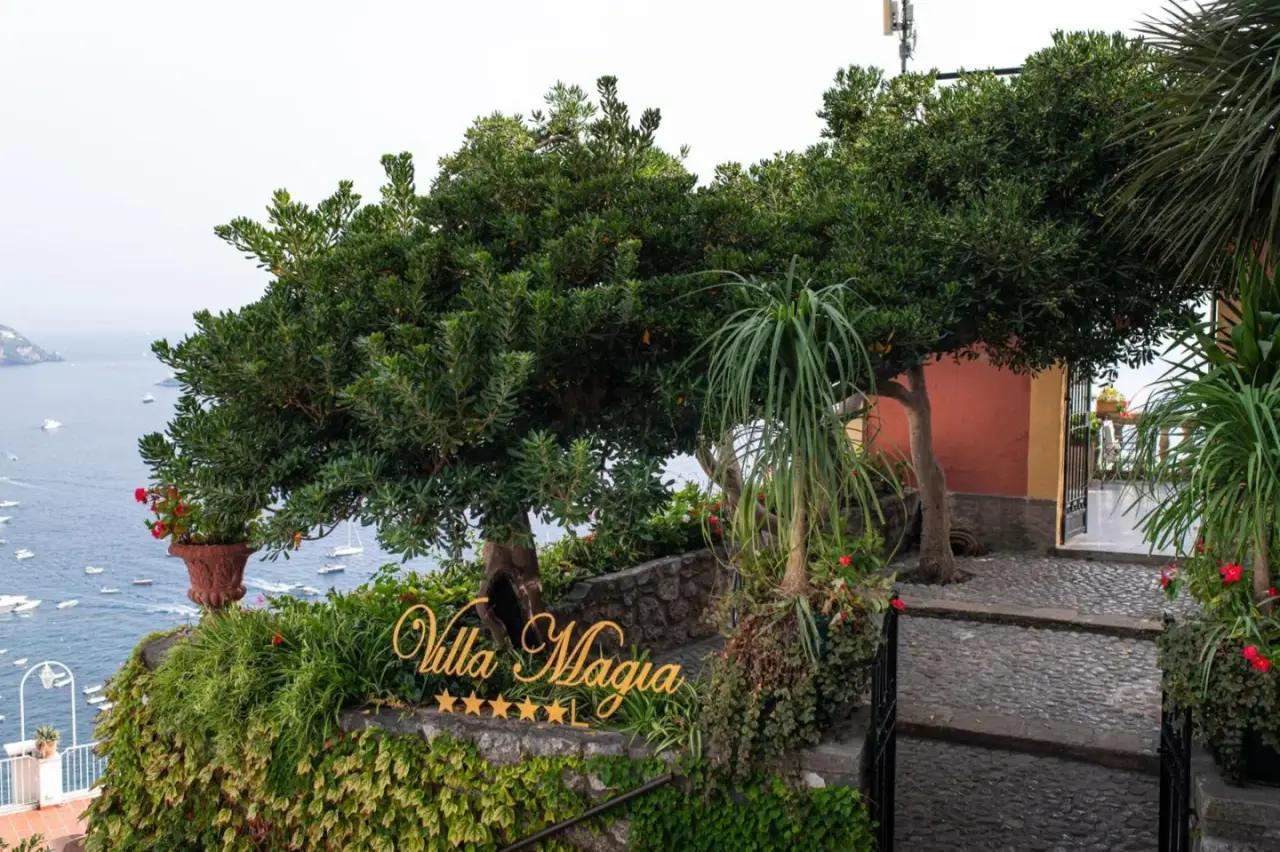 Entrance to Villa Magia, Positano with beautiful landscaping