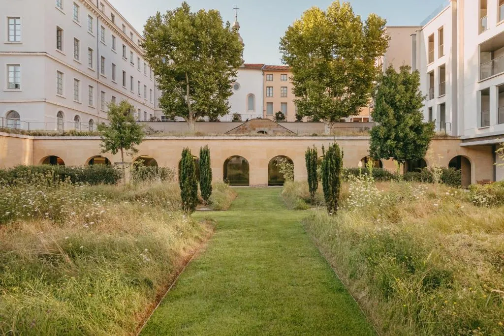 Garden area at Villa Maïa in Lyon