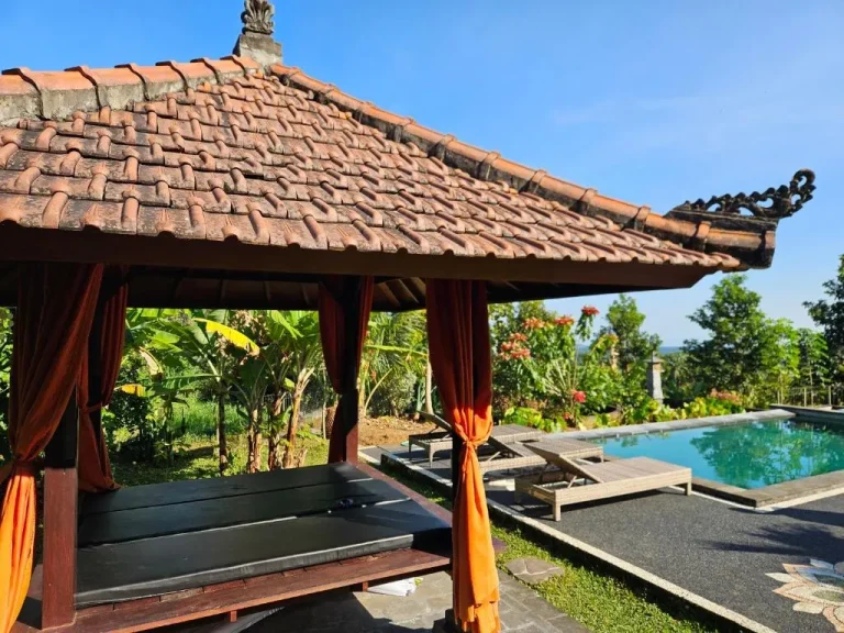 Poolside pavilion at Villa Markisa Pakisan in Bali.