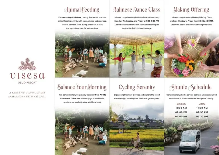 Programme des activités au Visesa Ubud Resort