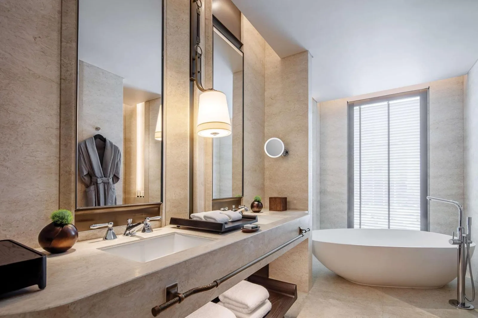 Elegant bathroom features at Waldorf Astoria Bangkok