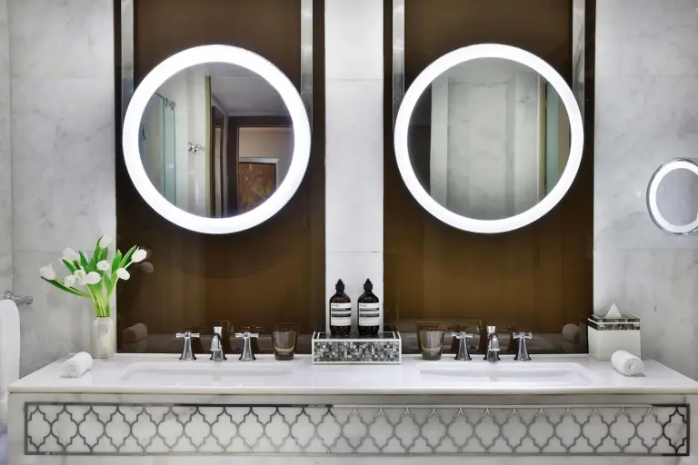 Bathroom sink area at Waldorf Astoria Dubai Palm Jumeirah