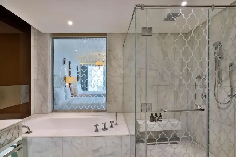 Shower area in bathroom at Waldorf Astoria Dubai Palm Jumeirah