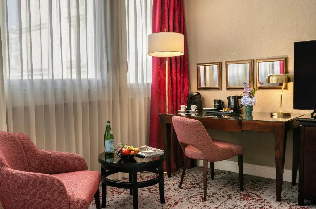 Tea and snack setup in room at Warwick Paris Champs-Elysées