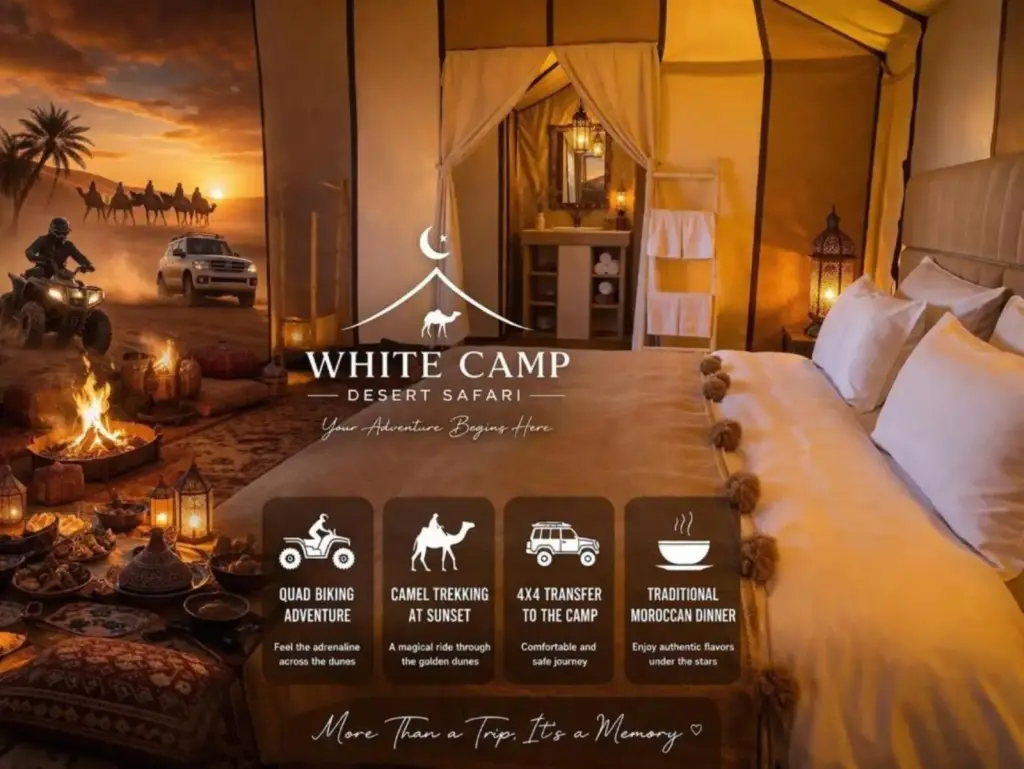 Actividades de aventura en el safari en el desierto White Camp en Merzouga