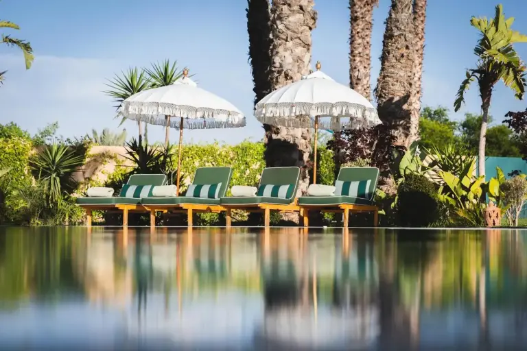 Relaxing poolside area at Yin Hotel & Spa in Marrakech
