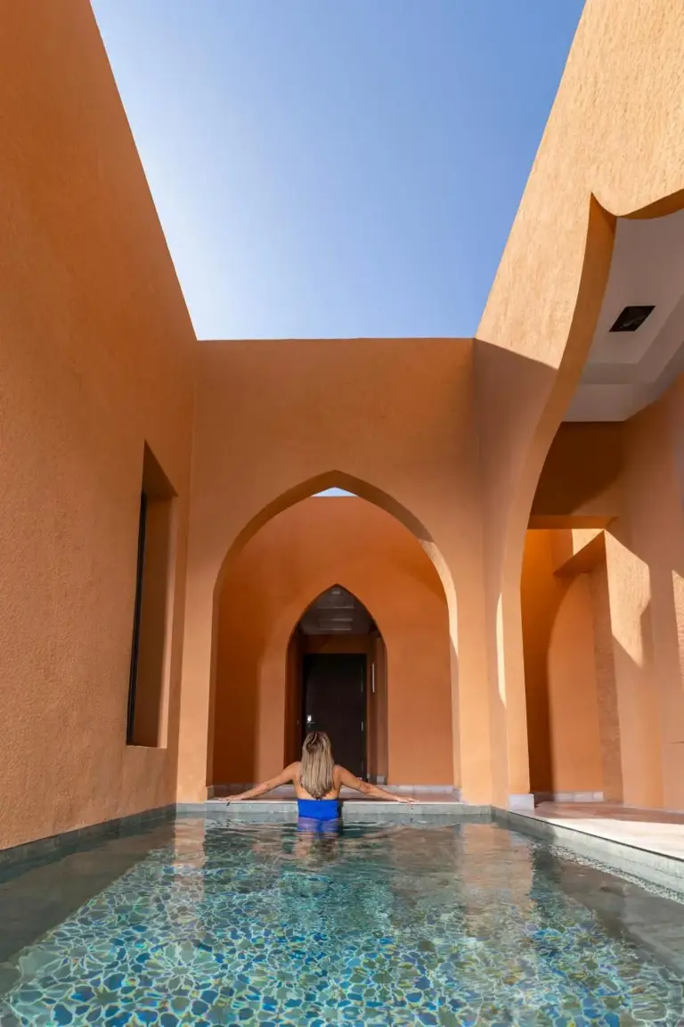 Guest enjoying private pool access at Yin Hotel & Spa in Marrakech