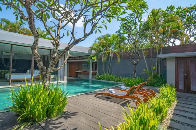 Ziva a Boutique Villa poolside sun loungers