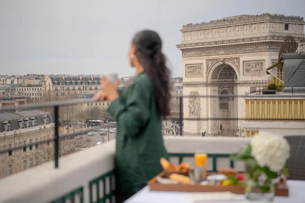 Enjoying breakfast with a view at Hôtel Napoleon Paris